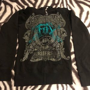 Black Fox Zip Up Hooded Sweatshirt.